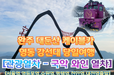 [국악와인열차 -당일] 완주 대둔산 케이블카 / 영동 강성대 /와이너리 (당일) [서울역,영등포역,수원역,평택역,천안역] 12월2일 9일 13일