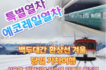 [특별열차-에코레일 열차] [NO버스 기차여행] 백두대간 환상선 겨울 기차여행 (당일)  [12월 21일(일),25일(목)27일(토) 28일(일)] [서울역,청량리역,덕소역,양평역,원주역]