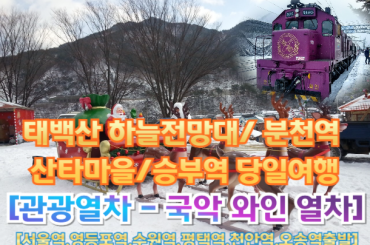 [국악와인열차-당일] [1월 10,17일] ♥백두대간 환상선♥ 태백 / 분천역 산타마을 / 승부역 기차여행 [서울역,영등포역, 수원역, 평택역, 천안역 오송역,제천역]